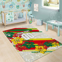 Personalized Ghana Football Area Rug Soccer Player Kick - Floral Hibiscus