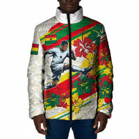 Personalized Ghana Football Padded Jacket Soccer Player Kick - Floral Hibiscus