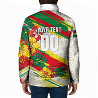 Personalized Ghana Football Padded Jacket Soccer Player Kick - Floral Hibiscus