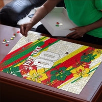 Personalized Ghana Football Puzzle Soccer Player Kick - Floral Hibiscus