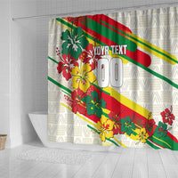 Personalized Ghana Football Shower Curtain Soccer Player Kick - Floral Hibiscus