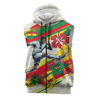 Personalized Ghana Football Sleeveless Zip Hoodie Soccer Player Kick - Floral Hibiscus