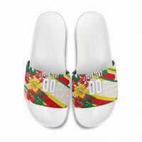 Personalized Ghana Football Slide Sandals Soccer Player Kick - Floral Hibiscus