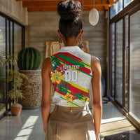Personalized Ghana Football Women Sleeveless Polo Shirt Soccer Player Kick - Floral Hibiscus