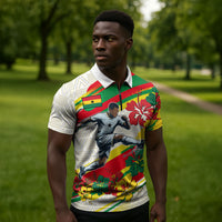 Personalized Ghana Football Zipper Polo Shirt Soccer Player Kick - Floral Hibiscus