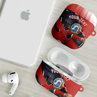 Personalized Panama Football AirPods Case Los Canaleros Harpy Eagle Mascot - National Flag Colors