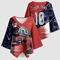 Personalized Panama Football Kimono Sleeve Blouse Los Canaleros Harpy Eagle Mascot - National Flag Colors