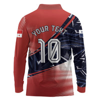 Personalized Panama Football Long Sleeve Polo Shirt Los Canaleros Harpy Eagle Mascot - National Flag Colors