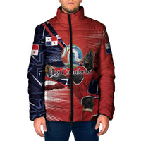 Personalized Panama Football Padded Jacket Los Canaleros Harpy Eagle Mascot - National Flag Colors