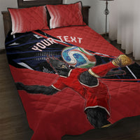 Personalized Panama Football Quilt Bed Set Los Canaleros Harpy Eagle Mascot - National Flag Colors