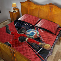 Personalized Panama Football Quilt Bed Set Los Canaleros Harpy Eagle Mascot - National Flag Colors
