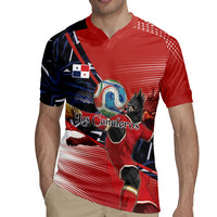 Personalized Panama Football Rugby Jersey Los Canaleros Harpy Eagle Mascot - National Flag Colors