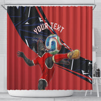 Personalized Panama Football Shower Curtain Los Canaleros Harpy Eagle Mascot - National Flag Colors