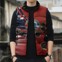Personalized Panama Football Sleeveless Puffer Jacket Los Canaleros Harpy Eagle Mascot - National Flag Colors