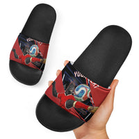 Personalized Panama Football Slide Sandals Los Canaleros Harpy Eagle Mascot - National Flag Colors