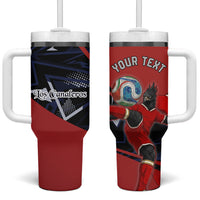 Personalized Panama Football Tumbler With Handle Los Canaleros Harpy Eagle Mascot - National Flag Colors