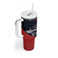Personalized Panama Football Tumbler With Handle Los Canaleros Harpy Eagle Mascot - National Flag Colors