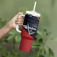 Personalized Panama Football Tumbler With Handle Los Canaleros Harpy Eagle Mascot - National Flag Colors