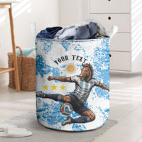 Personalized La Seleccion Argentina Soccer Laundry Basket Football Sun Of May Athletic Horse Mascot - Distressed Grunge Art