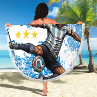 Personalized La Seleccion Argentina Soccer Beach Blanket Football Sun Of May Athletic Horse Mascot - Distressed Grunge Art
