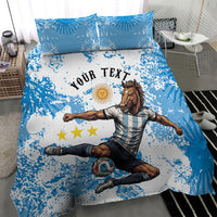 Personalized La Seleccion Argentina Soccer Bedding Set Football Sun Of May Athletic Horse Mascot - Distressed Grunge Art