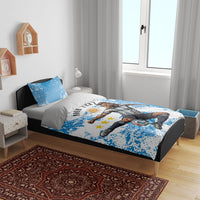 Personalized La Seleccion Argentina Soccer Bedding Set Football Sun Of May Athletic Horse Mascot - Distressed Grunge Art