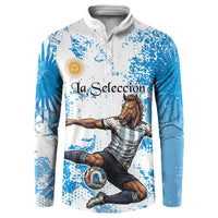Personalized La Seleccion Argentina Soccer Button Sweatshirt Football Sun Of May Athletic Horse Mascot - Distressed Grunge Art