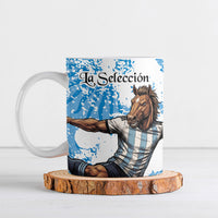 Personalized La Seleccion Argentina Soccer Ceramic Mug Football Sun Of May Athletic Horse Mascot - Distressed Grunge Art