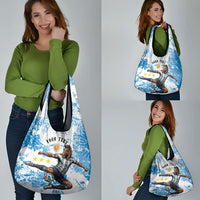 Personalized La Seleccion Argentina Soccer Grocery Bag Football Sun Of May Athletic Horse Mascot - Distressed Grunge Art