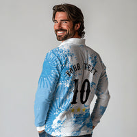Personalized La Seleccion Argentina Soccer Long Sleeve Polo Shirt Football Sun Of May Athletic Horse Mascot - Distressed Grunge Art