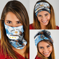 Personalized La Seleccion Argentina Soccer Neck Gaiter Football Sun Of May Athletic Horse Mascot - Distressed Grunge Art