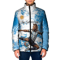 Personalized La Seleccion Argentina Soccer Padded Jacket Football Sun Of May Athletic Horse Mascot - Distressed Grunge Art