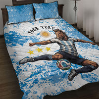 Personalized La Seleccion Argentina Soccer Quilt Bed Set Football Sun Of May Athletic Horse Mascot - Distressed Grunge Art