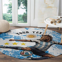 Personalized La Seleccion Argentina Soccer Round Carpet Football Sun Of May Athletic Horse Mascot - Distressed Grunge Art