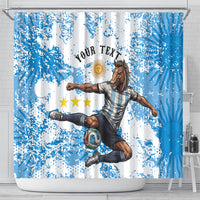 Personalized La Seleccion Argentina Soccer Shower Curtain Football Sun Of May Athletic Horse Mascot - Distressed Grunge Art