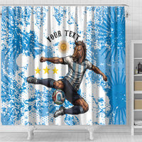 Personalized La Seleccion Argentina Soccer Shower Curtain Football Sun Of May Athletic Horse Mascot - Distressed Grunge Art
