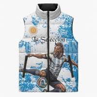 Personalized La Seleccion Argentina Soccer Sleeveless Puffer Jacket Football Sun Of May Athletic Horse Mascot - Distressed Grunge Art