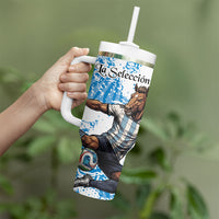 Personalized La Seleccion Argentina Soccer Tumbler With Handle Football Sun Of May Athletic Horse Mascot - Distressed Grunge Art