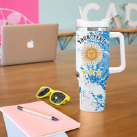 Personalized La Seleccion Argentina Soccer Tumbler With Handle Football Sun Of May Athletic Horse Mascot - Distressed Grunge Art