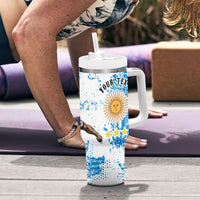 Personalized La Seleccion Argentina Soccer Tumbler With Handle Football Sun Of May Athletic Horse Mascot - Distressed Grunge Art