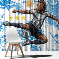 Personalized La Seleccion Argentina Soccer Window Curtain Football Sun Of May Athletic Horse Mascot - Distressed Grunge Art