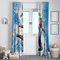 Personalized La Seleccion Argentina Soccer Window Curtain Football Sun Of May Athletic Horse Mascot - Distressed Grunge Art