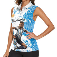 Personalized La Seleccion Argentina Soccer Women Sleeveless Polo Shirt Football Sun Of May Athletic Horse Mascot - Distressed Grunge Art