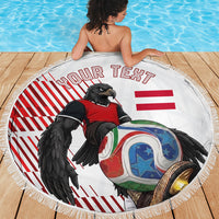 Personalized Austria Football Beach Blanket Unsere Burschen Striped Graphic With Action Player