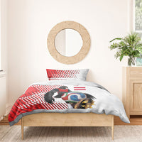 Personalized Austria Football Bedding Set Unsere Burschen Striped Graphic With Action Player
