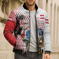 Personalized Austria Football Bomber Puffer Jacket Unsere Burschen Striped Graphic With Action Player