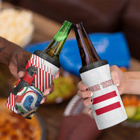 Personalized Austria Football 4 in 1 Can Cooler Tumbler Unsere Burschen Striped Graphic With Action Player