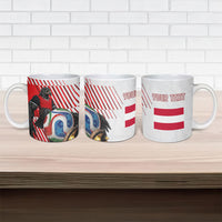 Personalized Austria Football Ceramic Mug Unsere Burschen Striped Graphic With Action Player