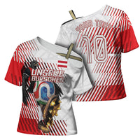 Personalized Austria Football Cross Shoulder Shirt Unsere Burschen Striped Graphic With Action Player