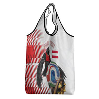 Personalized Austria Football Grocery Bag Unsere Burschen Striped Graphic With Action Player